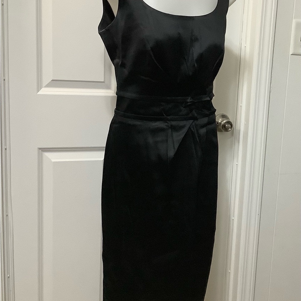 Talbots Black Satin Midi Dress size 4